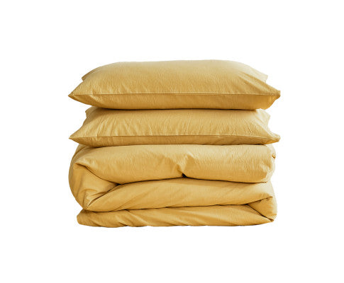 Lightweight Duvet Cover Quilt Set Flat Cover Pillow Case Essential Yellow Single
