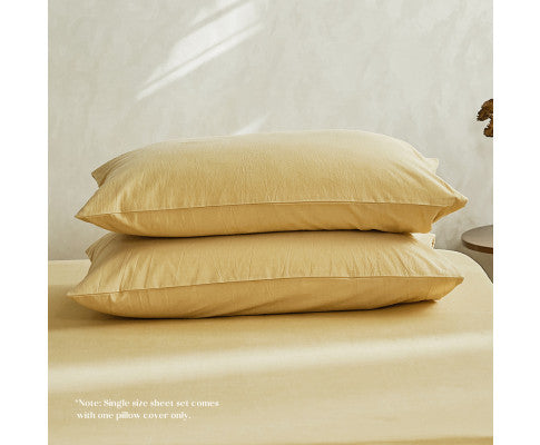 Lightweight Duvet Cover Quilt Set Flat Cover Pillow Case Essential Yellow Single