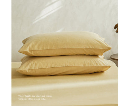 Lightweight Duvet Cover Quilt Set Flat Cover Pillow Case Essential Yellow Single