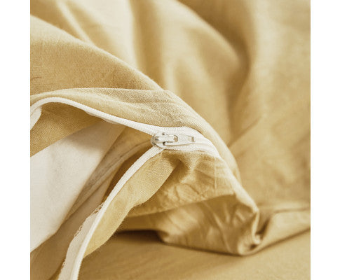 Lightweight Duvet Cover Quilt Set Flat Cover Pillow Case Essential Yellow Single