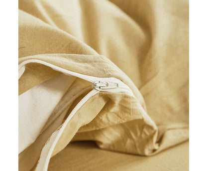 Lightweight Duvet Cover Quilt Set Flat Cover Pillow Case Essential Yellow Single