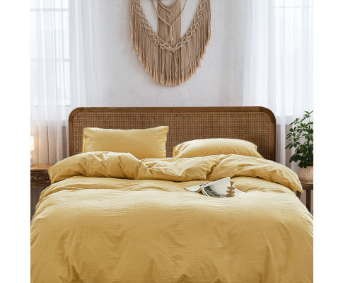 Lightweight Duvet Cover Quilt Set Flat Cover Pillow Case Essential Yellow Single