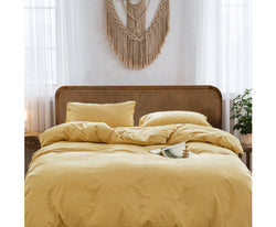 Lightweight Duvet Cover Quilt Set Flat Cover Pillow Case Essential Yellow Single