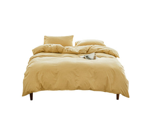 Lightweight Duvet Cover Quilt Set Flat Cover Pillow Case Essential Yellow Single