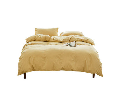 Lightweight Duvet Cover Quilt Set Flat Cover Pillow Case Essential Yellow Single