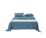 Bed Sheets Set King Flat Cover Pillow Case Blue