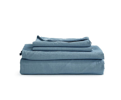 Bed Sheets Set King Flat Cover Pillow Case Blue