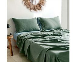 Bed Sheets Set King Cover Pillow Case Green Blue