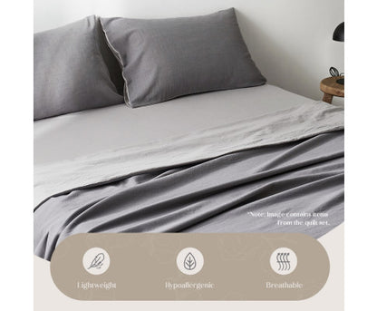 Bed Sheets Set King Cover Pillow Case Green Grey