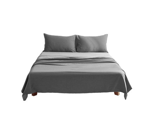 Bed Sheets Set King Cover Pillow Case Green Grey