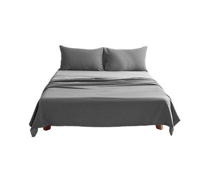 Bed Sheets Set King Cover Pillow Case Green Grey
