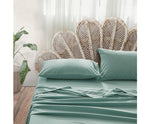 Comfortable Bed Sheets Set Queen Flat Cover Pillow Case Green Essential