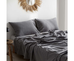 Attractive design Bed Sheets Set Queen Flat Cover Pillow Case Grey Inspired