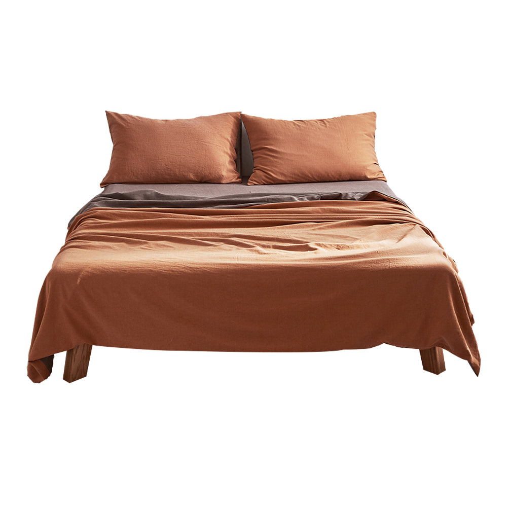 Sheet Set Cotton Sheets Queen Orange Brown