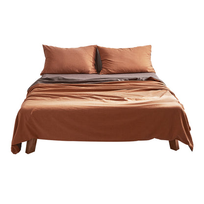 Sheet Set Cotton Sheets Queen Orange Brown