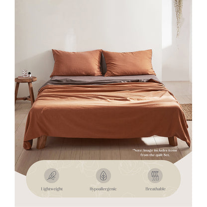 Sheet Set Cotton Sheets Queen Orange Brown