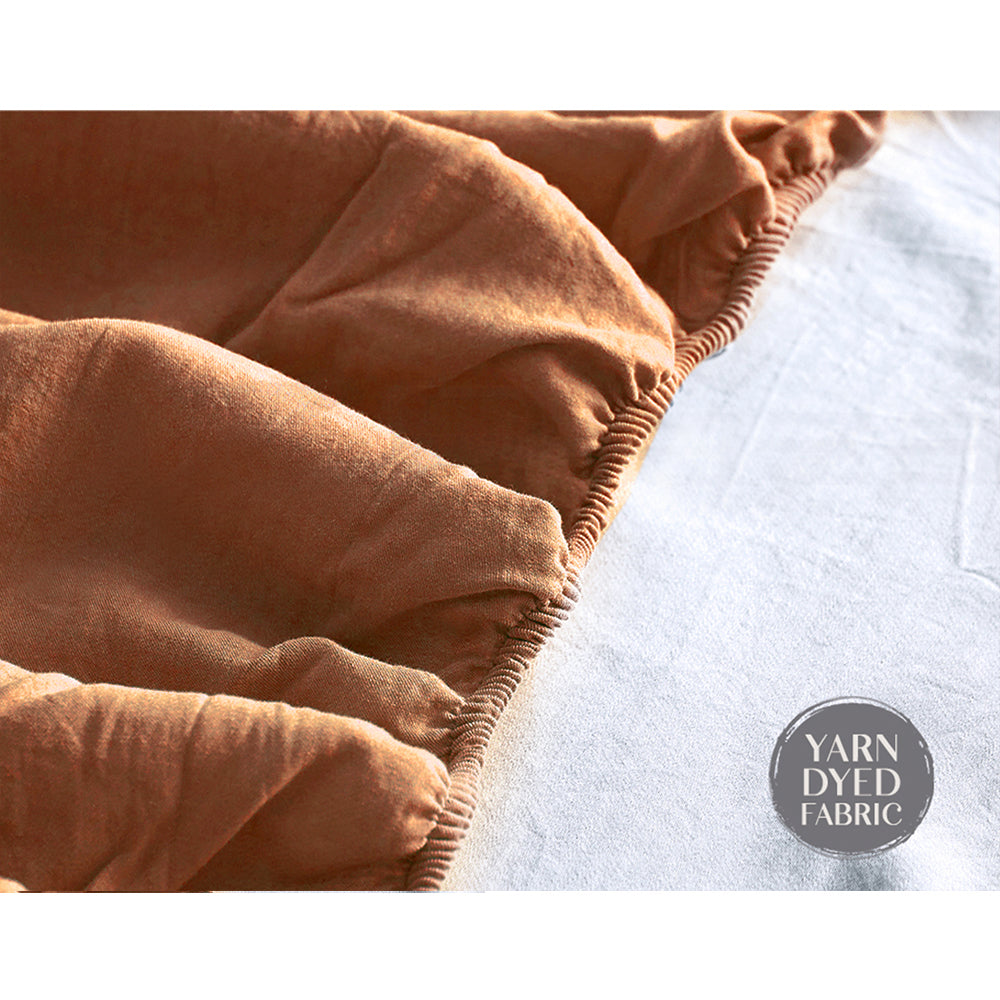 Sheet Set Cotton Sheets Queen Orange Brown