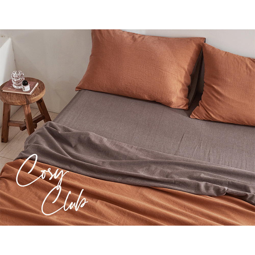 Sheet Set Cotton Sheets Queen Orange Brown