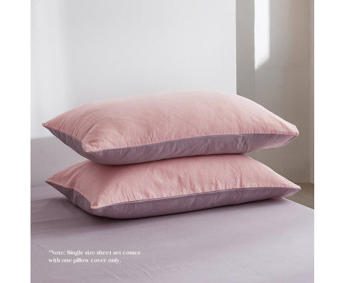 Cotton Bed Sheet set Queen Cover Pillow Case Pink Purple