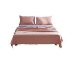 Cotton Bed Sheet set Queen Cover Pillow Case Pink Purple