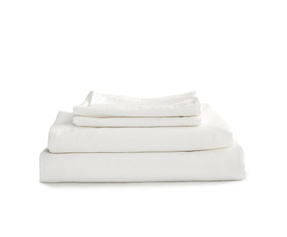 Breathable Bed Sheets Set Queen Flat Cover Pillow Case White Essential