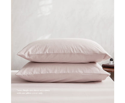 Lightweight Bed Sheets Set Single Flat Cover Pillow Case Purple Essential