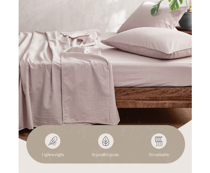Lightweight Bed Sheets Set Single Flat Cover Pillow Case Purple Essential