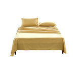 Breathable fabric Bed Sheets Set Single Flat Cover Pillow Case Yellow Essential