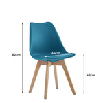 4x Dining Chairs Retro Replica PU Leather Blue