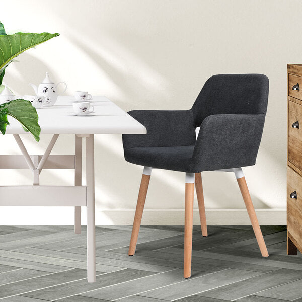 2x Dining Chairs Dark Grey