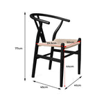 2x Dining Chairs Wooden Hans Wegner Chair-Black