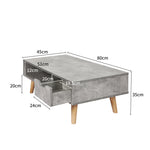 Coffee Table Simple Storage Wooden Cabinet Grey