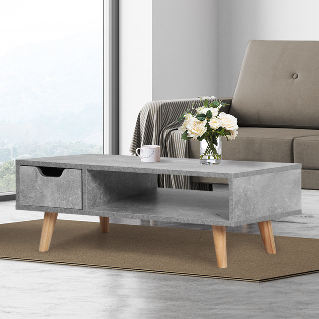 Coffee Table Simple Storage Wooden Cabinet Grey