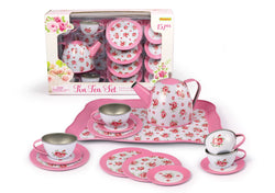 Pink Rose Tin Tea Set 15Pcs