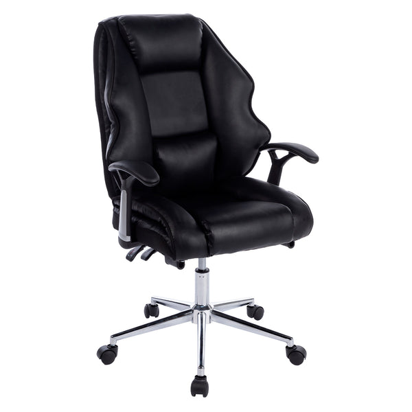  Leather High Back Modern Reclining Executive Office Chair Black