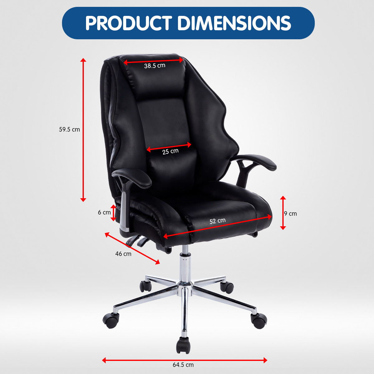 Leather High Back Modern Reclining Executive Office Chair Black