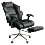 Leather High Back Reclining Executive Office Chair w/ Stool Black