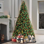 Christmas Tree 1.8M Xmas Decorations Green w/ LED Light and Pine Cones