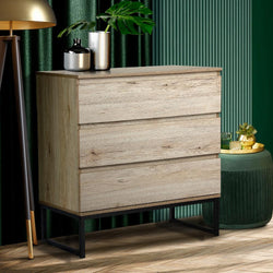 3 Chest of Drawers Storage Cabinet Tallboy Dresser Natural Furniture
