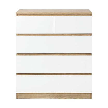 5 Chest of Drawers Tallboy Cabinet Dresser Table Wooden White Furniture