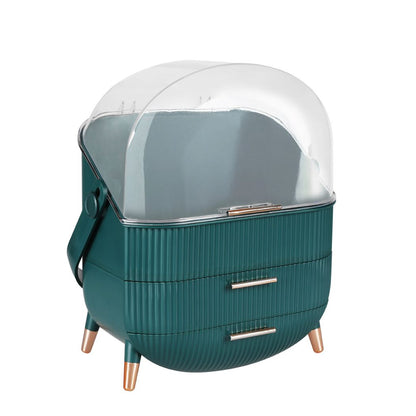 Makeup Organizer Case Portable Cosmetic Jewellery Storage Box White/Green