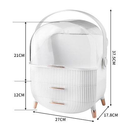 Makeup Organizer Case Portable Cosmetic Jewellery Storage Box White/Green