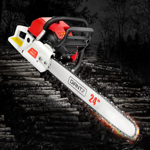  92CC Commercial Petrol Chainsaw - Red & White