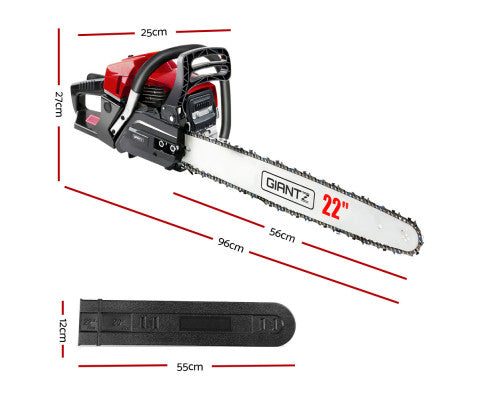 58cc Commercial Petrol Chainsaw 22 Bar E-Start Chains Saw Tree Pruning - Melbourne Home & Living
