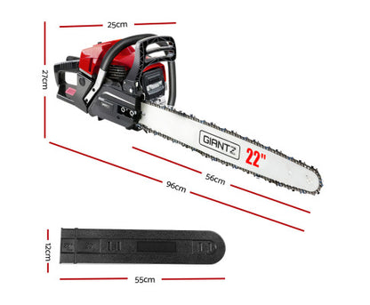 58cc Commercial Petrol Chainsaw 22 Bar E-Start Chains Saw Tree Pruning - Melbourne Home & Living