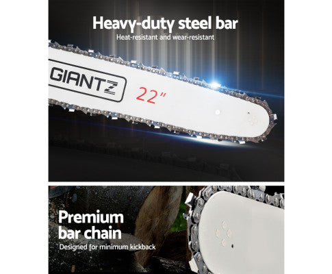 58cc Commercial Petrol Chainsaw 22 Bar E-Start Chains Saw Tree Pruning - Melbourne Home & Living