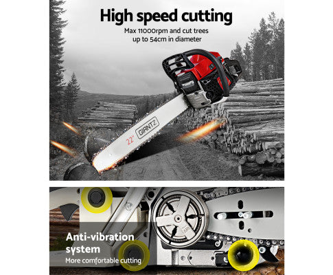 58cc Commercial Petrol Chainsaw 22 Bar E-Start Chains Saw Tree Pruning - Melbourne Home & Living