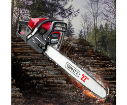 58cc Commercial Petrol Chainsaw 22 Bar E-Start Chains Saw Tree Pruning - Melbourne Home & Living