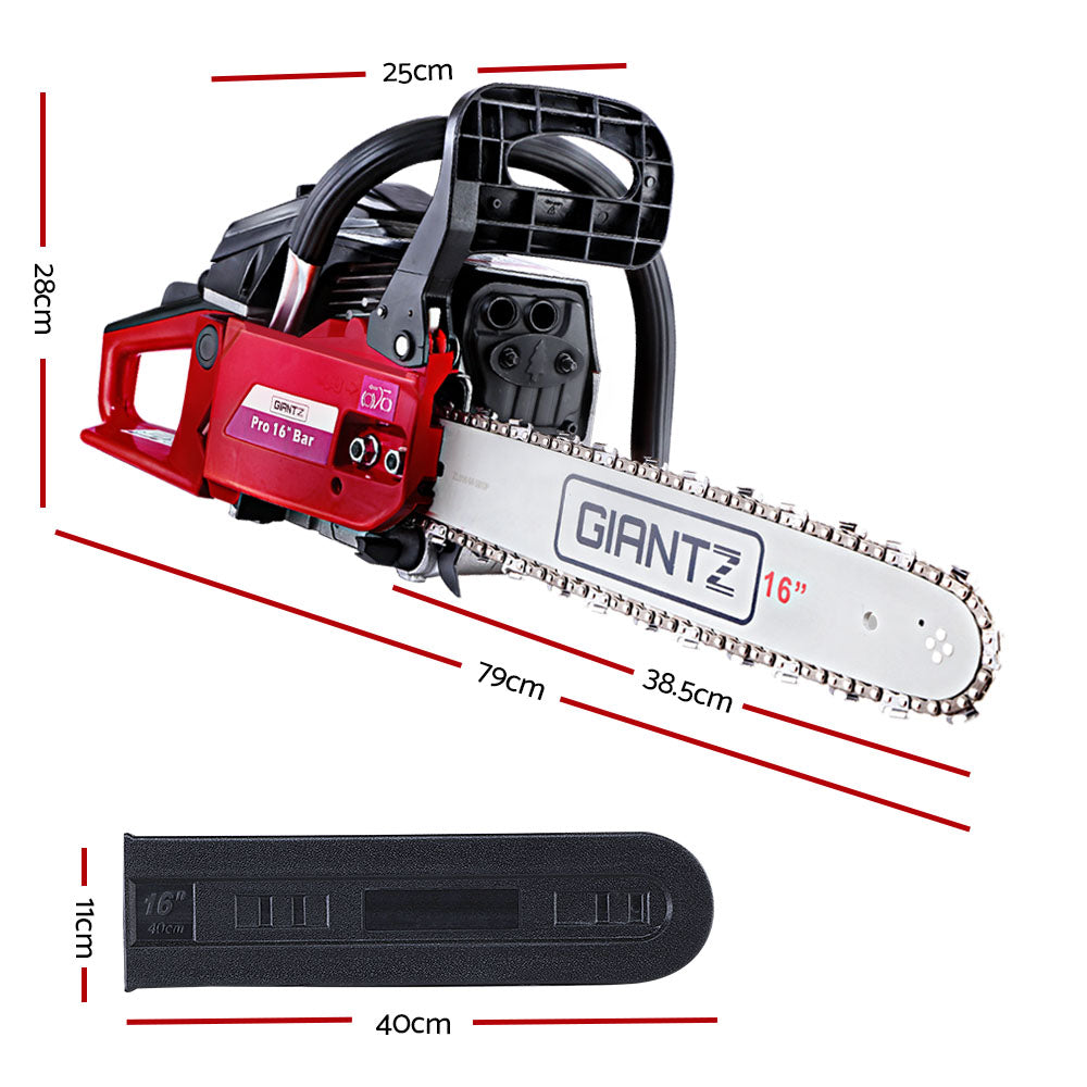 45CC Petrol Commercial Chainsaw Chain Saw Bar E-Start Black