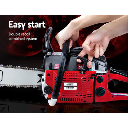 45CC Petrol Commercial Chainsaw Chain Saw Bar E-Start Black